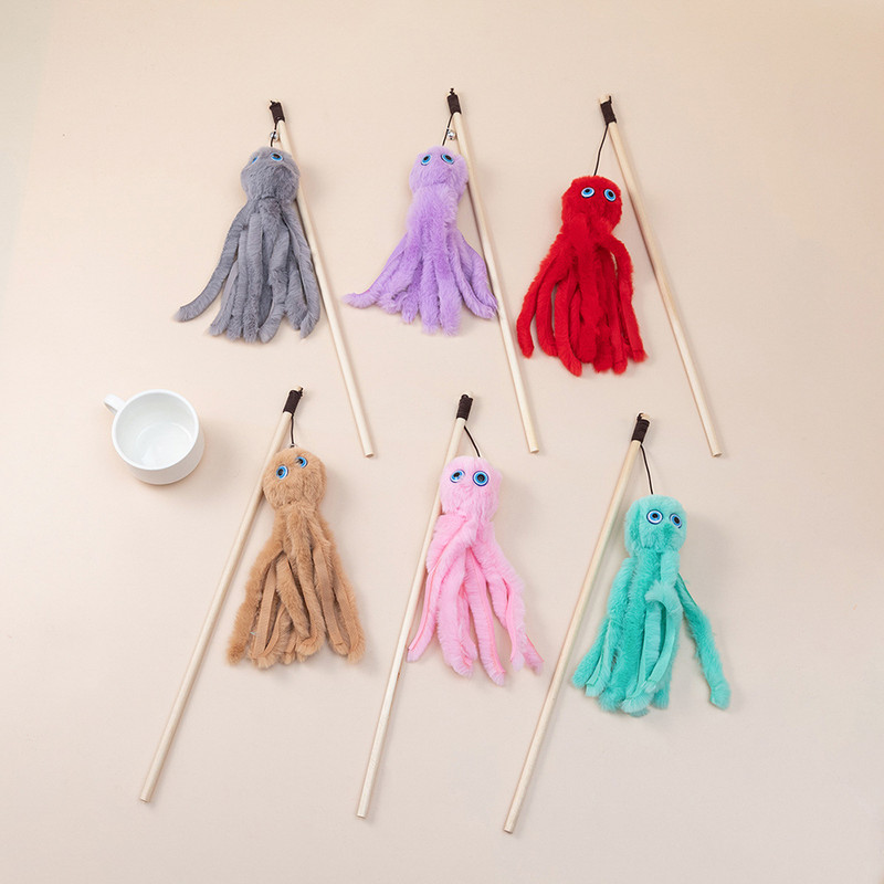 Băț de pisică Jucărie Puzzle Stâlp din lemn Caracatiță de pluș Pisicuță amuzantă Cap de înlocuire Agățat Simulare Jucărie pentru pisici Mușcă mestecat Jucărie pentru animale de companie