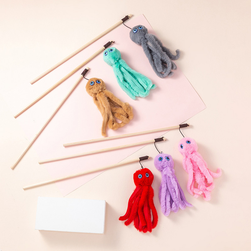 Băț de pisică Jucărie Puzzle Stâlp din lemn Caracatiță de pluș Pisicuță amuzantă Cap de înlocuire Agățat Simulare Jucărie pentru pisici Mușcă mestecat Jucărie pentru animale de companie
