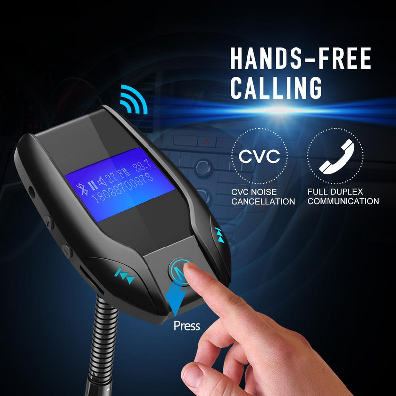 Player Mp3 auto Bluetooth Transmițător FM Modulator Afișaj LCD Mâini libere Folder suport/card TF/disc U Intrare AUX Redare muzică