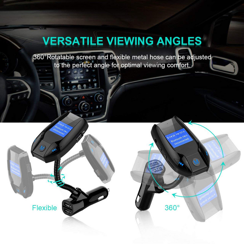 Player Mp3 auto Bluetooth Transmițător FM Modulator Afișaj LCD Mâini libere Folder suport/card TF/disc U Intrare AUX Redare muzică