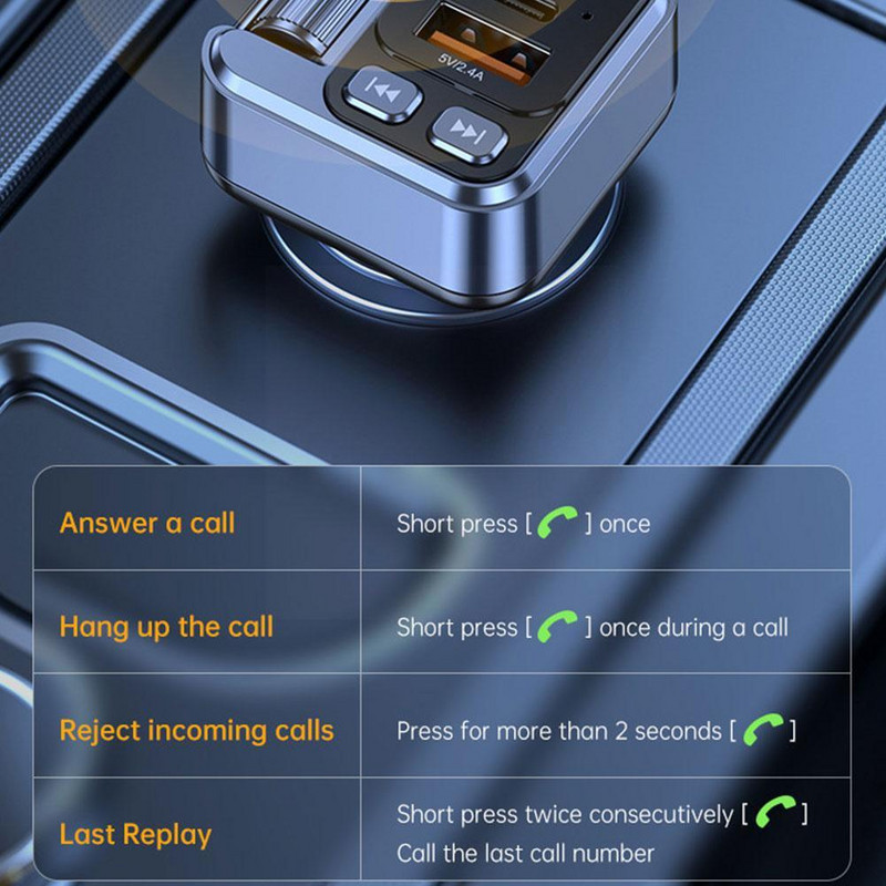 Transmițător FM nou Mâini libere pentru mașină Bluetooth 5.1 Modulator MP3 PD30W FM încărcare Bluetooth Quick Car Player Aux Car Stereo Adap L0J6