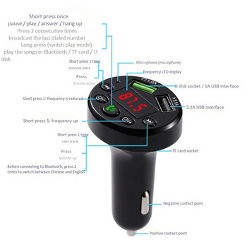 Handsfree Mp3 Player 3.1a Dual Usb Fast Charger Безжичен модулатор Bluetooth Fm трансмитер за кола Аксесоари за кола Зарядно за кола