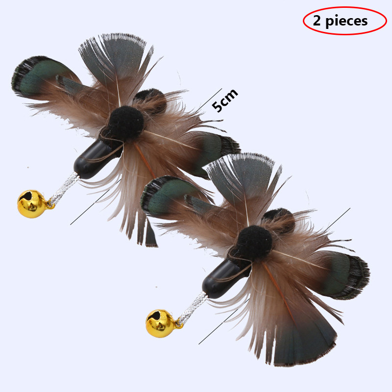 Baghetă pentru pisici Insecte amuzante Înlocuire cu pene Pisicuță Baghetă pentru pisici Jucării de pluș pentru pisici Accesorii pentru animale de companie Teaser cu pene rotative