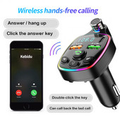 Autós FM adó Bluetooth 5.0 Dual USB 3.1A+Type-C autós töltő környezeti fényű kihangosító autós készlet MP3 lejátszó támogatás U TF kártya
