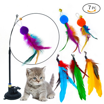 Интерактивна играчка за котка Handfree Cat Stick Playing Kitten Playing Teaser Wand Toy Вендуза Bird/Feather Cat Wand Toys Set
