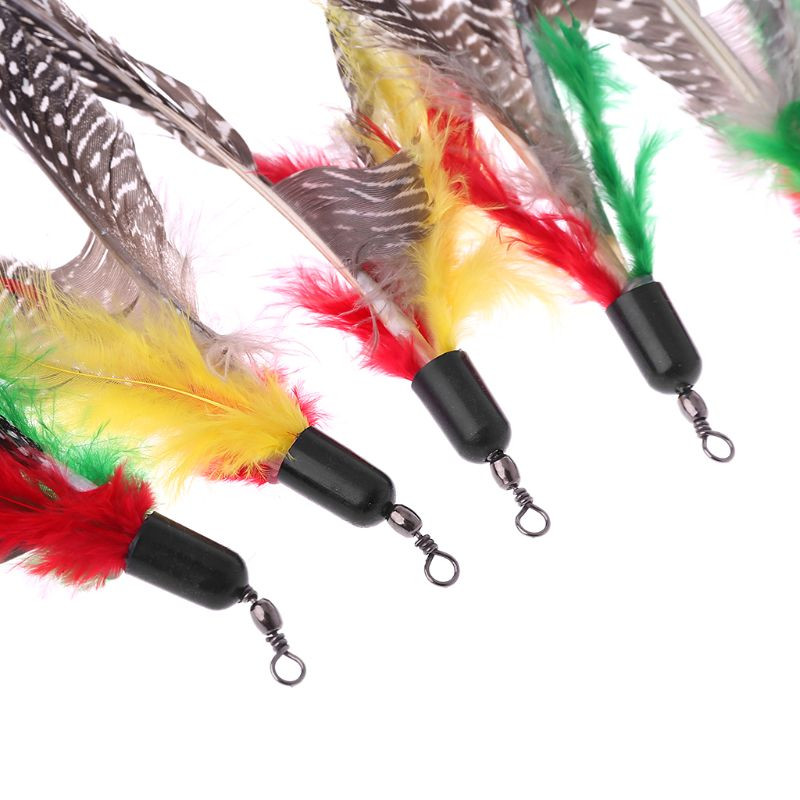 5 bucăți/set de jucărie pentru pisici din pene naturale, realizate manual, rezerve de pasăre, bețișoare interactive