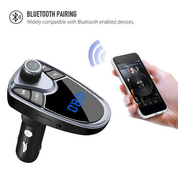 Handfree Πομπός FM Bluetooth 5.0 κιτ αυτοκινήτου Διπλή θύρα φορτιστή αυτοκινήτου USB Θύρα USB MP3 Music Player υποστήριξη Δίσκος TF/U