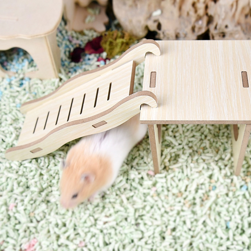 Pet Animal Mici Ascunzătoare Hamster Pod Din Lemn pentru Jucării PLAY Scări Sală de sport