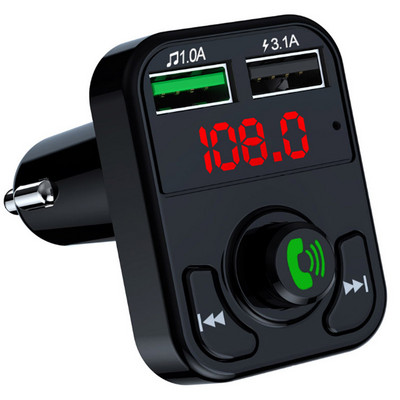 JaJaBor autós FM adó Auto MP3 lejátszó 2 USB gyorstöltő vezeték nélküli kihangosító Bluetooth-kompatibilis 5.0 audio vevő