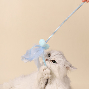4PCS Cat Teaser Wand Faux Feathers Kitten Sticks Toy Cat Interactive Toy Pet Chasing Toy Cat Wands Kitten Toy Играчка за домашни любимци Играчка за драскане