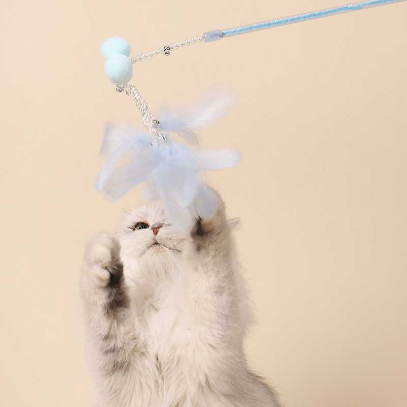 4 bucăți baghetă pentru pisici cu pene artificiale bastoane de pisicuță jucărie jucărie interactivă pentru pisici jucărie pentru urmărirea animalelor de companie Baghete pentru pisici jucărie pentru pisici jucărie pentru zgâriat