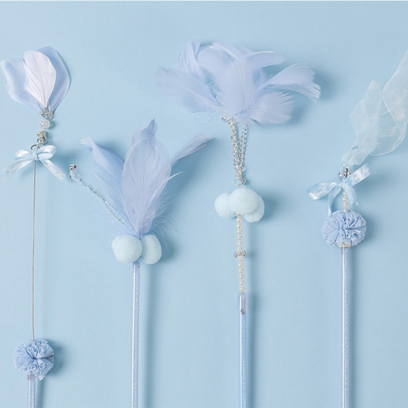 4 bucăți baghetă pentru pisici cu pene artificiale bastoane de pisicuță jucărie jucărie interactivă pentru pisici jucărie pentru urmărirea animalelor de companie Baghete pentru pisici jucărie pentru pisici jucărie pentru zgâriat