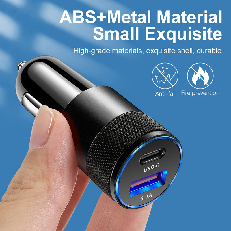66w PD autolaadija USB laadija adapter kiire metallist autolaadija sigaretisüütaja autotelefoni adapter iPhone Androidile