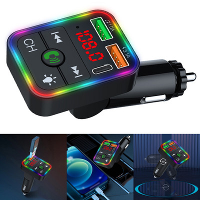 Autós FM adó MP3 lejátszó rádió vezeték nélküli adapter Bluetooth-kompatibilis 5.3 dupla USB portos gyorstöltő töltő