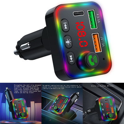 Autós FM adó MP3 lejátszó rádió vezeték nélküli adapter Bluetooth-kompatibilis 5.3 dupla USB portos gyorstöltő töltő