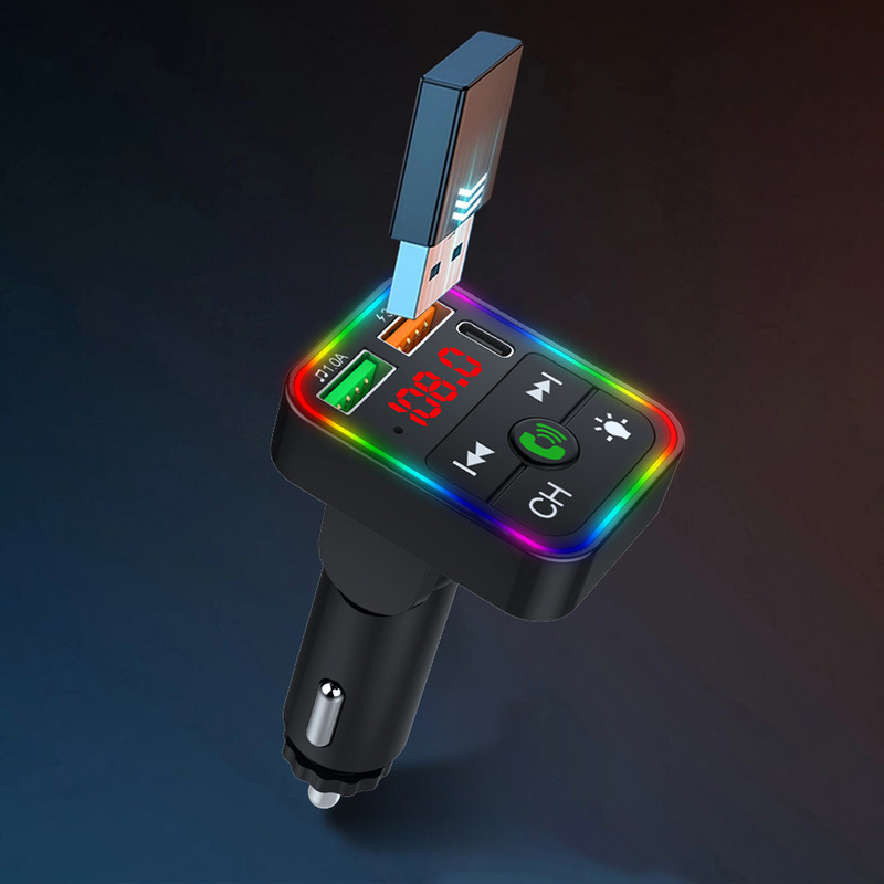 Transmițător FM pentru mașină Player MP3 Radio Adaptor fără fir Compatibil cu Bluetooth 5.3 Port dublu USB Încărcător rapid de încărcare