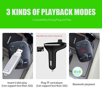 Двоен USB порт Зарядни за кола Bluetooth Fm трансмитер Хендсфри телефонно обаждане Комплект за кола Аксесоари за кола Интериорна декорация Авточасти