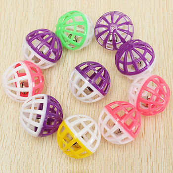 10Pcs Plastic Cat Kitten Pet Play Balls Ring with Jingle Bell Pounce Rattle Interactive Cat Training Toy Pet Cat Supply