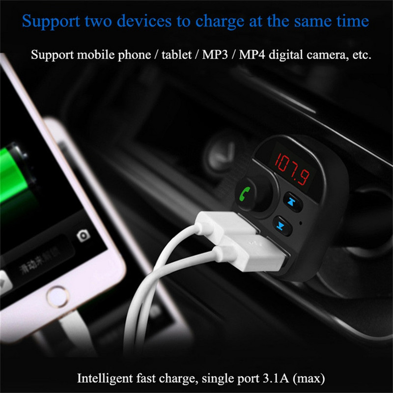 Transmițător FM auto Bluetooth Adaptor radio fără fir Încărcător usb Player Mp3 Accesorii auto Decorare interioară Piese auto