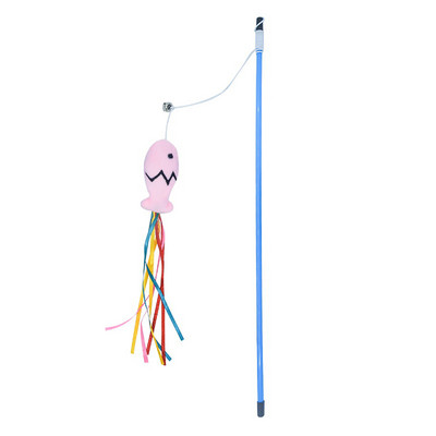Забавна играчка за котка Blue Rod Ribbon Fish Tease Cat Stick Cat Crazy Toy Fish Cat Toys Interactive Kitten Fishing Rod Wand Toys