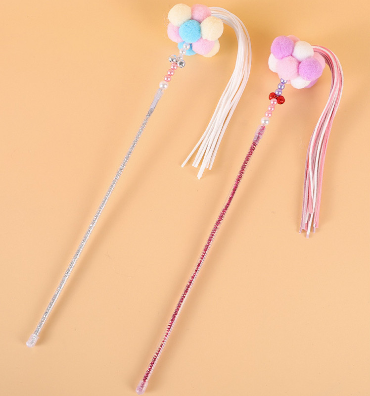 Băț amuzant de pisică cu clopoțel, ciucuri, retractabil pentru animale de companie, jucării interactive de antrenament, jucării interactive pentru pisici, 40 cm