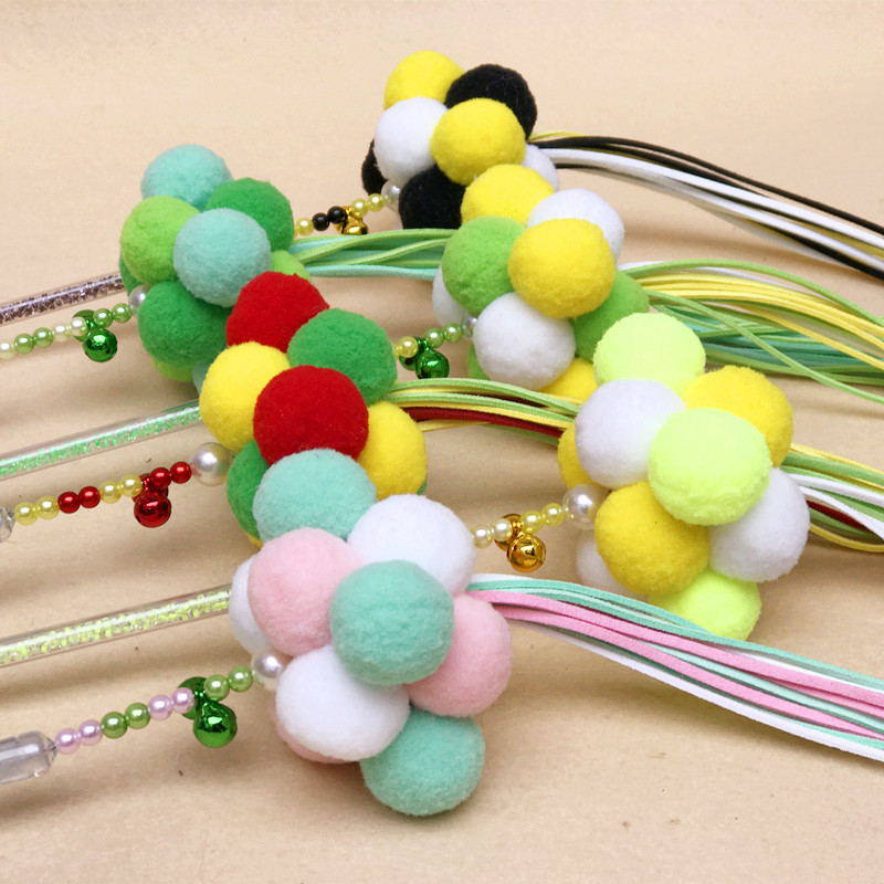 Băț amuzant de pisică cu clopoțel, ciucuri, retractabil pentru animale de companie, jucării interactive de antrenament, jucării interactive pentru pisici, 40 cm