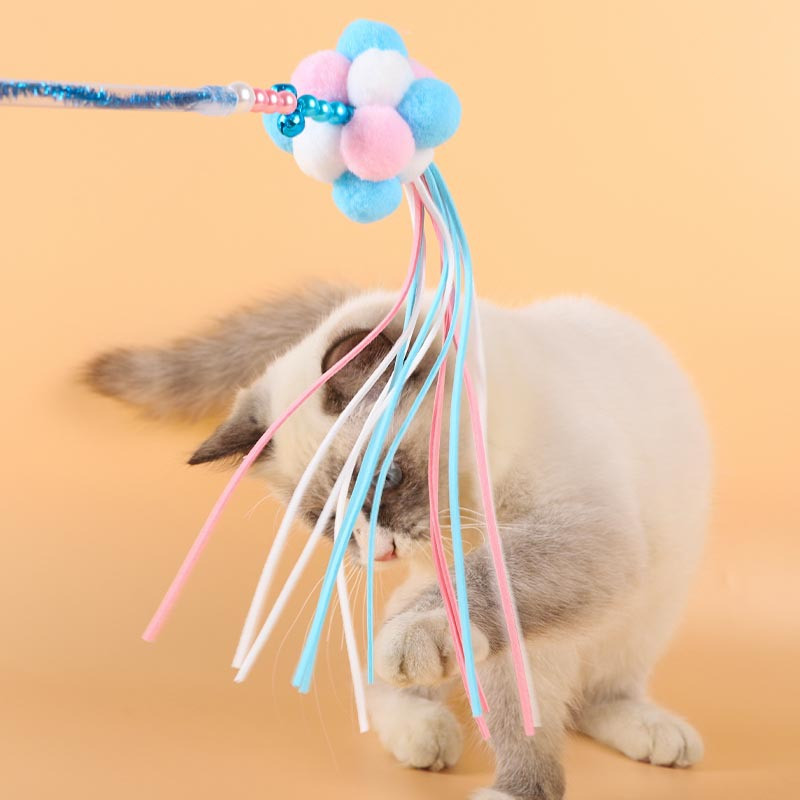 Băț amuzant de pisică cu clopoțel, ciucuri, retractabil pentru animale de companie, jucării interactive de antrenament, jucării interactive pentru pisici, 40 cm