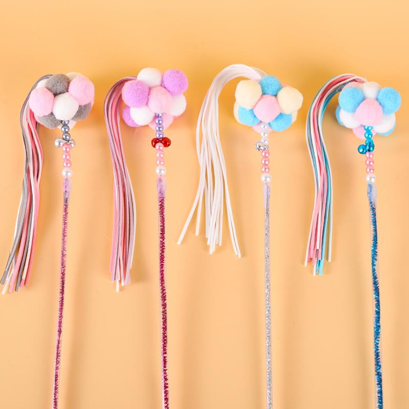 Băț amuzant de pisică cu clopoțel, ciucuri, retractabil pentru animale de companie, jucării interactive de antrenament, jucării interactive pentru pisici, 40 cm