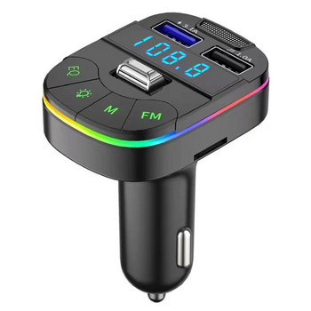 Bluetooth 5.0 Безжичен FM трансмитер Цветна светлина Двоен 3.1A USB Бързо зареждане Handsfree Автомобилен комплект U Disk TF карта MP3 плейър