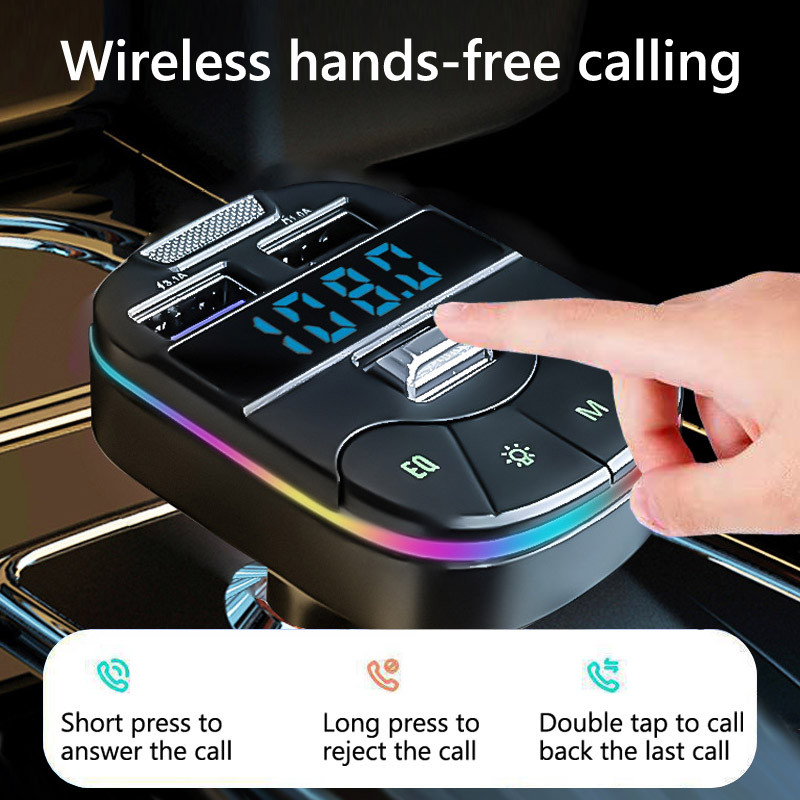Transmițător FM fără fir Bluetooth 5.0 Lumină colorată Dual 3.1A USB Încărcare rapidă Set auto Mâini libere U Disk Card TF Player MP3