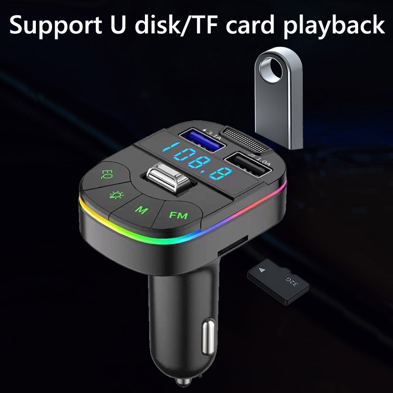 Transmițător FM fără fir Bluetooth 5.0 Lumină colorată Dual 3.1A USB Încărcare rapidă Set auto Mâini libere U Disk Card TF Player MP3