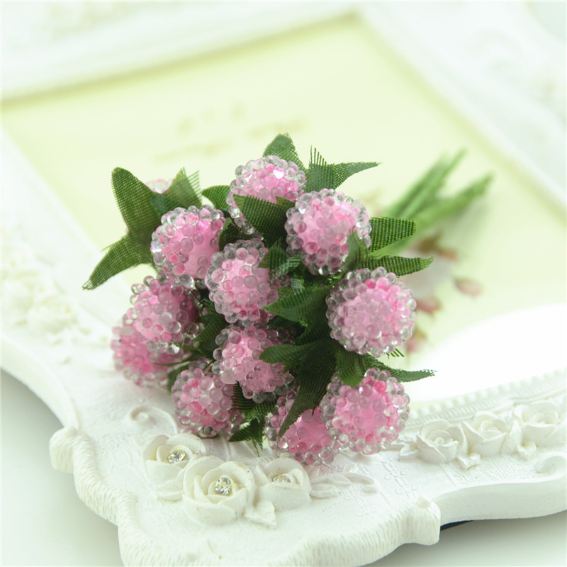 Ieftin 12 bucăți de fructe de pădure mici, flori artificiale, stamine de cireș roșu, perlat, decorare cu rodie din sticlă de simulare de nuntă