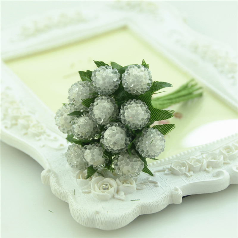 Ieftin 12 bucăți de fructe de pădure mici, flori artificiale, stamine de cireș roșu, perlat, decorare cu rodie din sticlă de simulare de nuntă