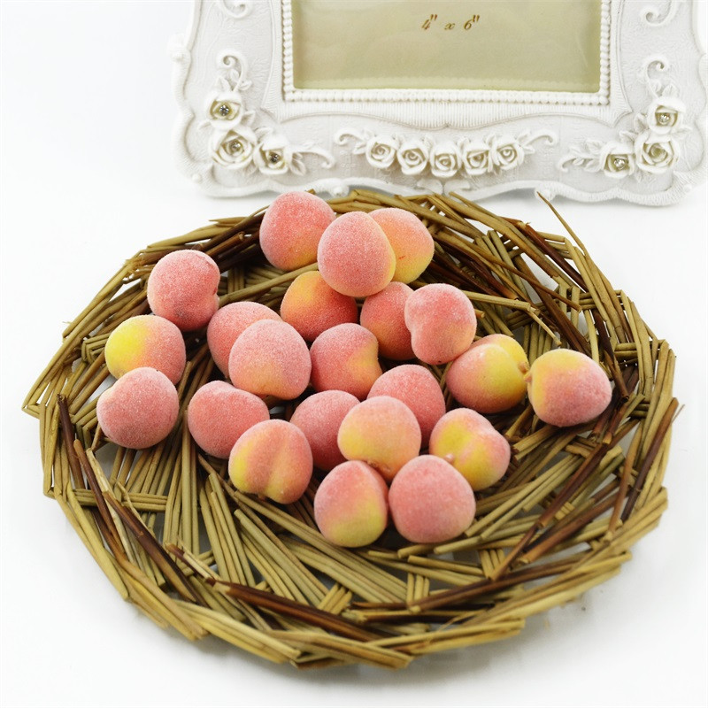 20 buc Mini piersici Artificiale Fructe din plastic Legume de casă Destul de Crăciun Bucătărie Nuntă Decorare fericită Spumă Fructe de padure