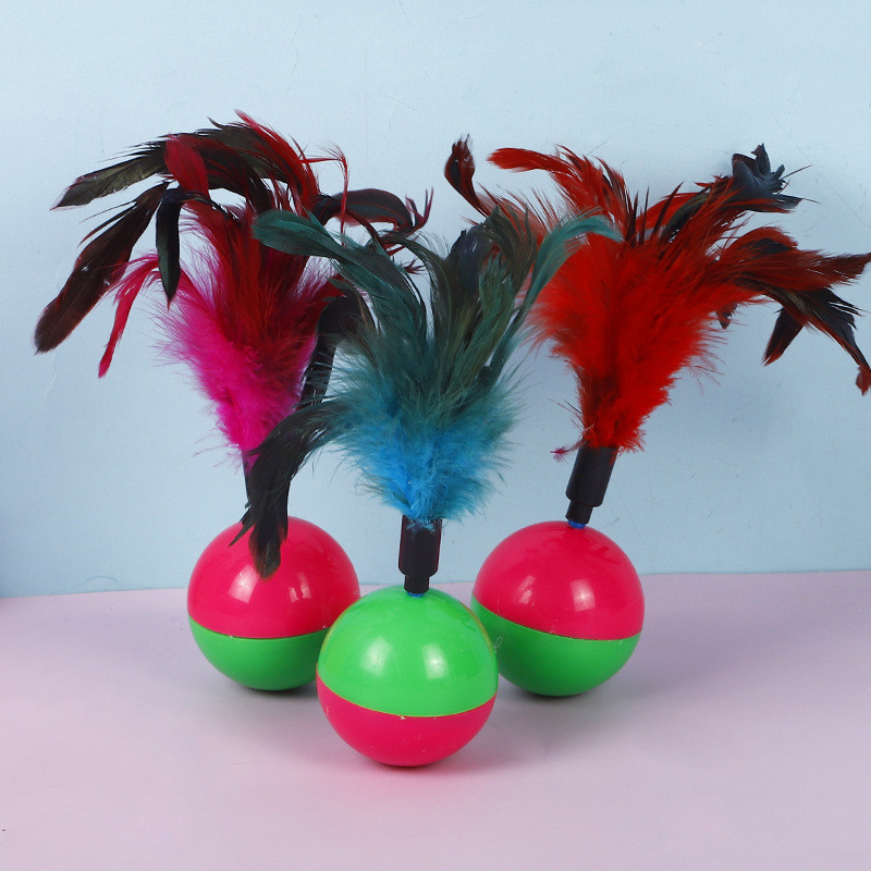 1buc Jucărie pentru pisici de șoarece cu pene, pahar de jucării pentru pisici, minge, pisicuță, șoarece, jucării interactive, colorate, cu pene, pentru pisici, diametru 5,5 cm