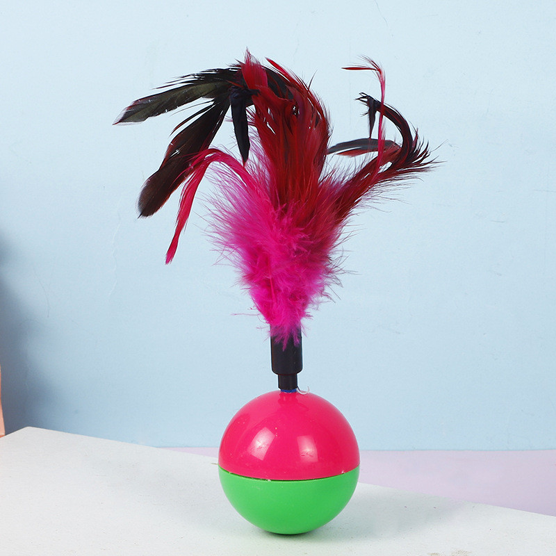 1buc Jucărie pentru pisici de șoarece cu pene, pahar de jucării pentru pisici, minge, pisicuță, șoarece, jucării interactive, colorate, cu pene, pentru pisici, diametru 5,5 cm