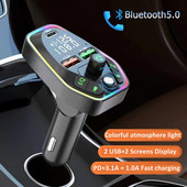 Ασύρματος πομπός Fm Dual Usb Τύπος C Pd 20w 3.1a Φορτιστής γρήγορης φόρτισης Bluetooth 5.0 Handsfree Car Kit Fm Modulator Ραδιόφωνο αυτοκινήτου