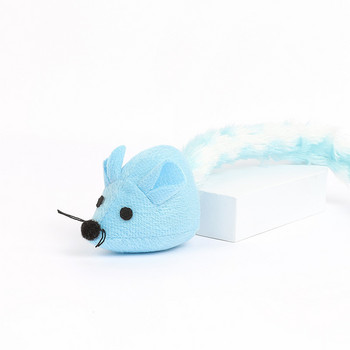 Нови консумативи за домашни любимци Плюшена мишка с дълга опашка, вградена в котешка трева, цветна, щастлива, забавна котка, интерактивни играчки за дъвчене, аксесоари за котки
