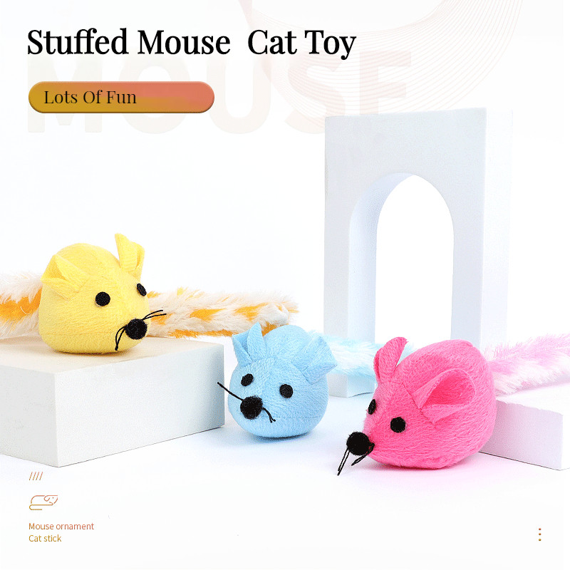 Articole noi pentru animale de companie, șoarece cu coadă lungă de pluș, încorporat în catnip, colorat, auto fericit, amuzant, jucării interactive de mestecat Accesorii pentru pisici