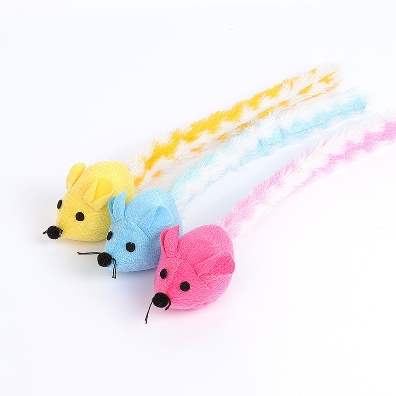 Articole noi pentru animale de companie, șoarece cu coadă lungă de pluș, încorporat în catnip, colorat, auto fericit, amuzant, jucării interactive de mestecat Accesorii pentru pisici