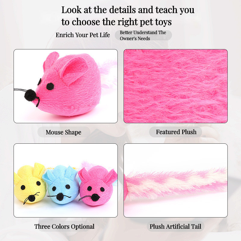 Articole noi pentru animale de companie, șoarece cu coadă lungă de pluș, încorporat în catnip, colorat, auto fericit, amuzant, jucării interactive de mestecat Accesorii pentru pisici