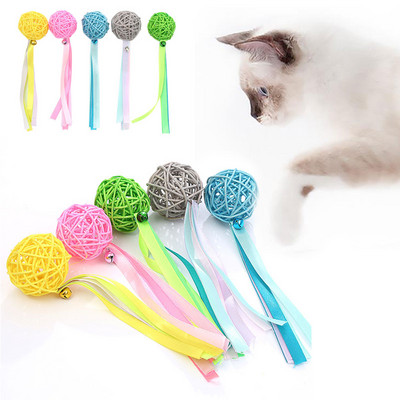 Pet Products Pet Cat Toy New Fairy Temperament Ribbon Rattan Ball Toy Зоотовари Забавна играчка със звънче Интерактивна играчка за котки