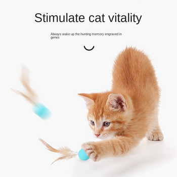 Cat Toys Διαδραστικά παιχνίδια με φτερά Pet Bumbler Αστείο παιχνίδι Διαδραστικό παιχνίδι για γάτες Παιχνίδια για γάτες Rolling Teaser Ράβδος με φτερά Παιχνίδια Περιστρεφόμενη μπάλα