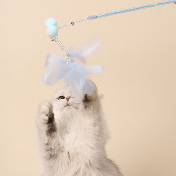 Pet Cat Toys Fairy Funny Cat Stick Feather Ribbon Устойчива на хапане Funny Cat Stick with Bell Toy Set Cat Toy Cat Dancer Wand