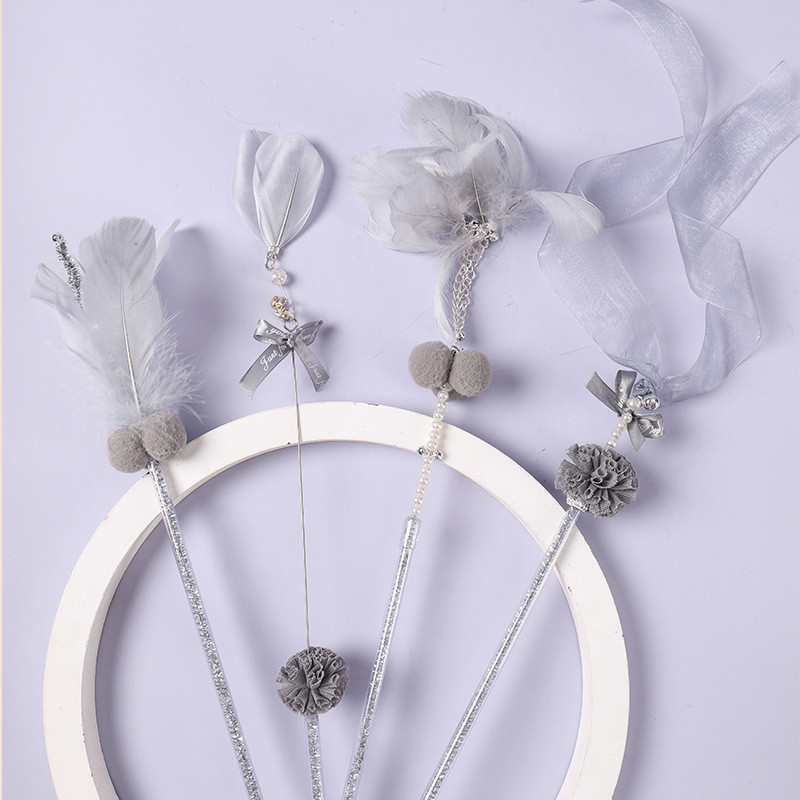 Animal de companie Jucării pentru pisici Zână amuzant Băț de pisică Panglică cu pene Băț amuzant de pisică rezistent la mușcături cu set de jucării cu clopot Jucărie pentru pisică Baghetă dansatoare de pisică