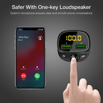Нов Bluetooth-съвместим FM предавател Безжичен радио адаптер Автомобилен комплект с двойно USB 3.0 зарядно за кола Поддръжка на MP3 плейър TF карта
