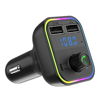 Συσκευή αναπαραγωγής Bluetooth αυτοκινήτου Πομπός FM Διπλός USB 3.1A Γρήγορος φορτιστής διαμορφωτή φωτός χωρίς χέρια πολύχρωμο MP3 J8O6