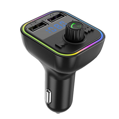 Autós Bluetooth lejátszó FM adó Kettős USB 3.1A gyors kihangosító fénymodulátor töltő Színes környezeti lejátszó MP3 J8O6