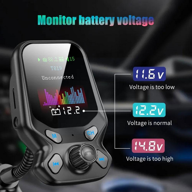 Transmițător FM fără fir nou Auto Bluetooth 5.0 Receptor Încărcător MP3 Kit FM Adaptor Transmițător USB 2.4A Încărcător radio Playe L3C8