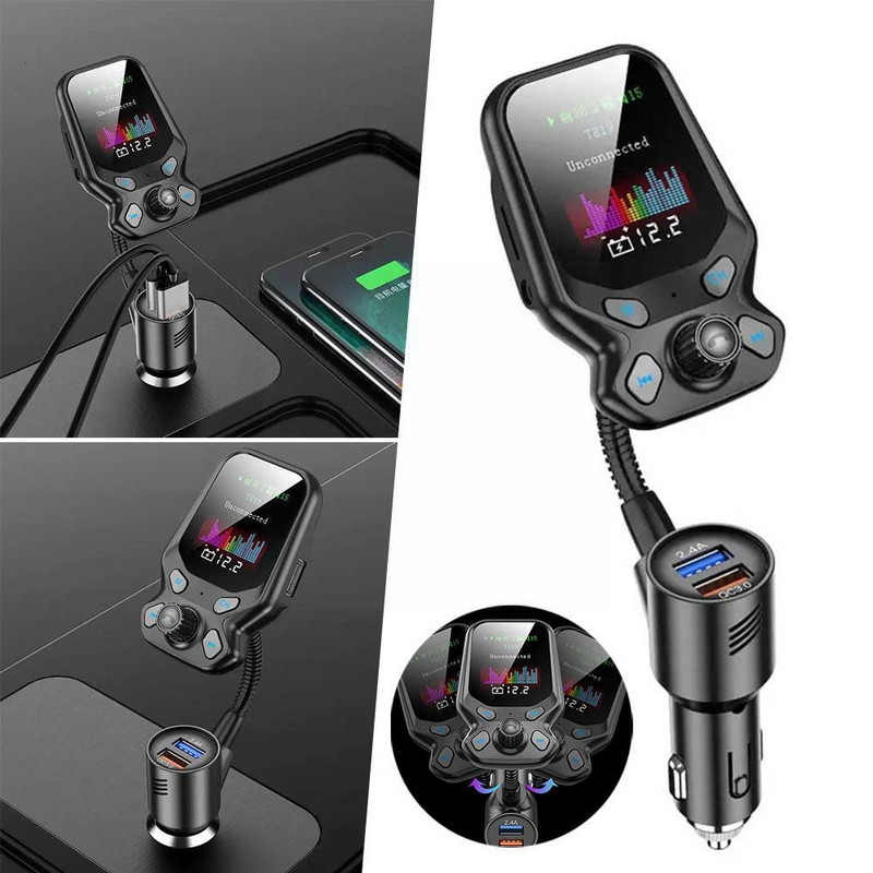 Transmițător FM fără fir nou Auto Bluetooth 5.0 Receptor Încărcător MP3 Kit FM Adaptor Transmițător USB 2.4A Încărcător radio Playe L3C8